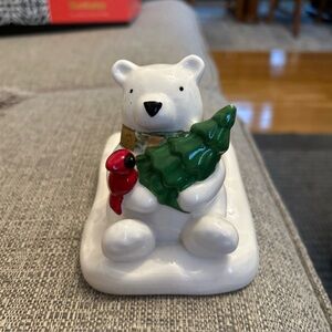Vintage Bath & Body Works Ceramic Christmas Bear Soap Holder
